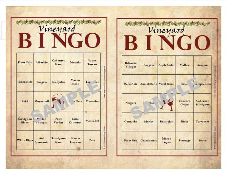 30 Printable Vineyard Bingo Cards Instant Download Wine Printable