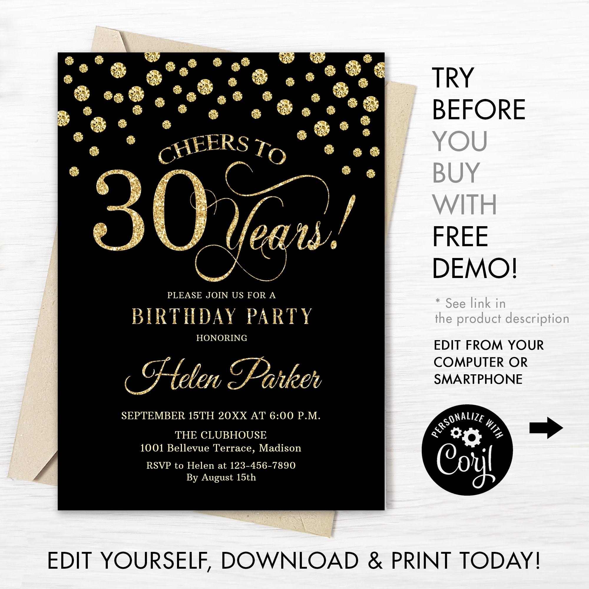 30Th Birthday Party Invitation Template