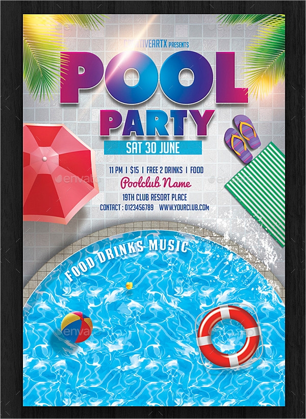 birthday pool party invitation template