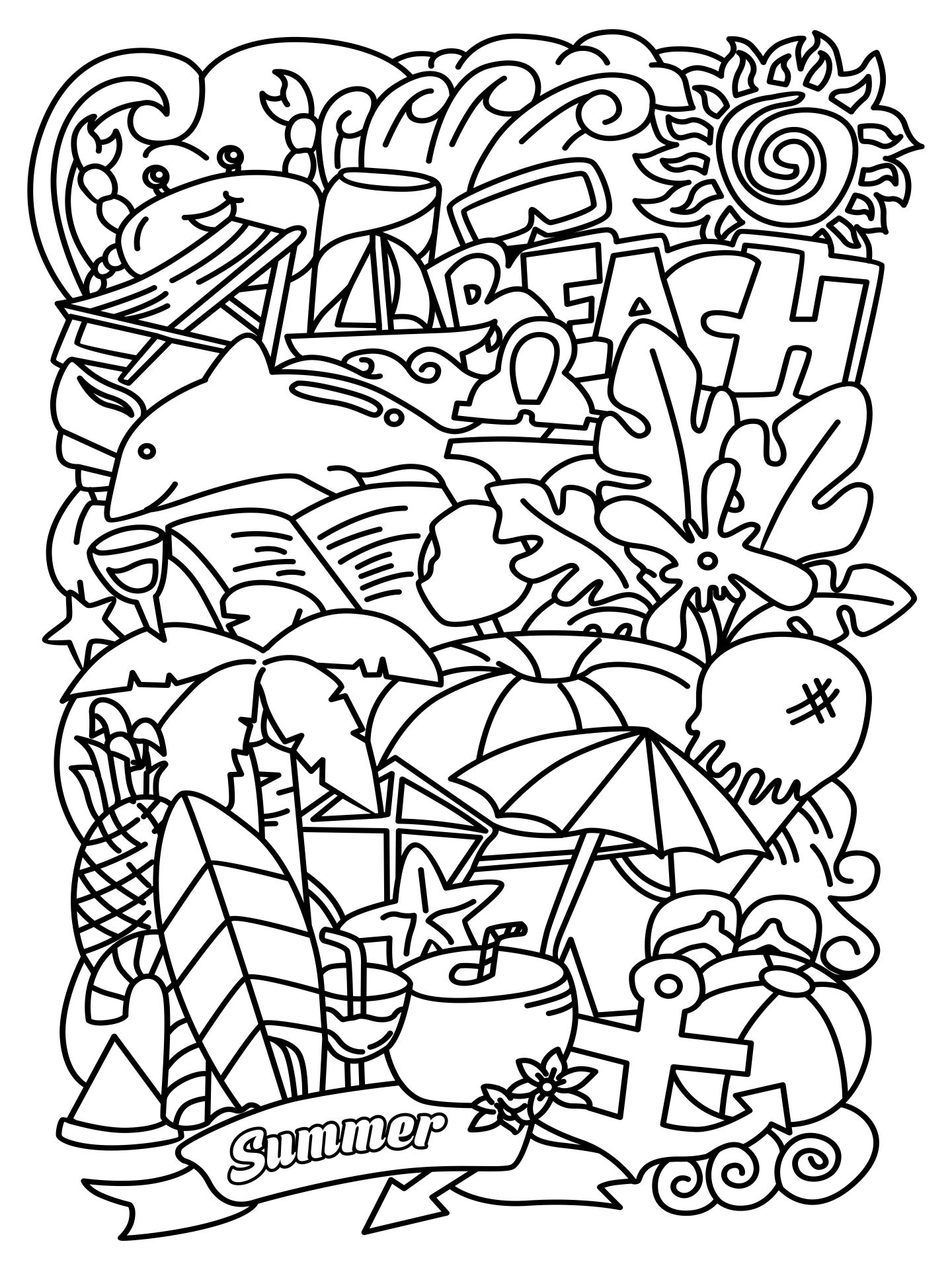 free summer printable coloring pages