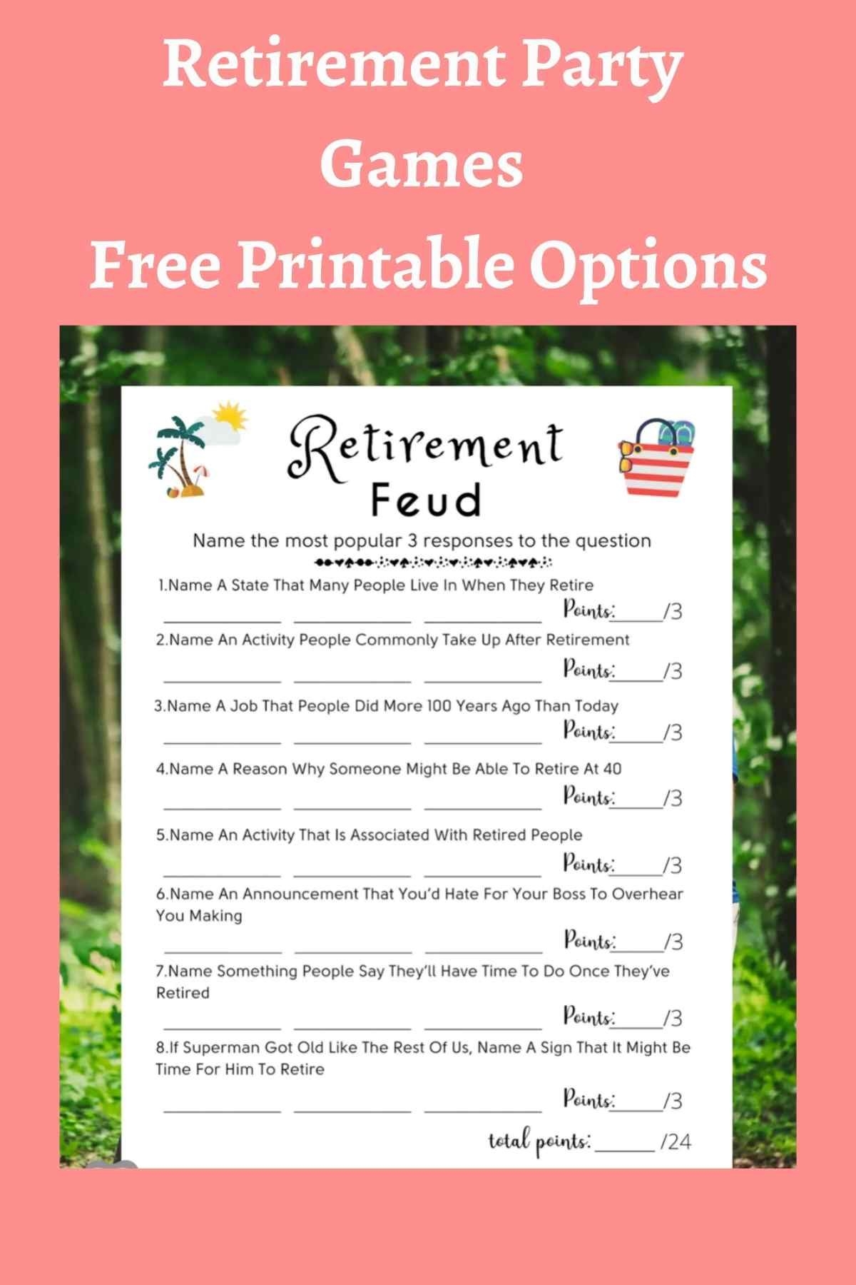 printable retirement games