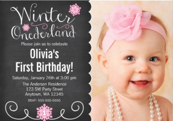 winter onederland invitation template free