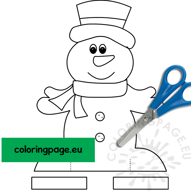 3D Snowman Template Printable Coloring Page