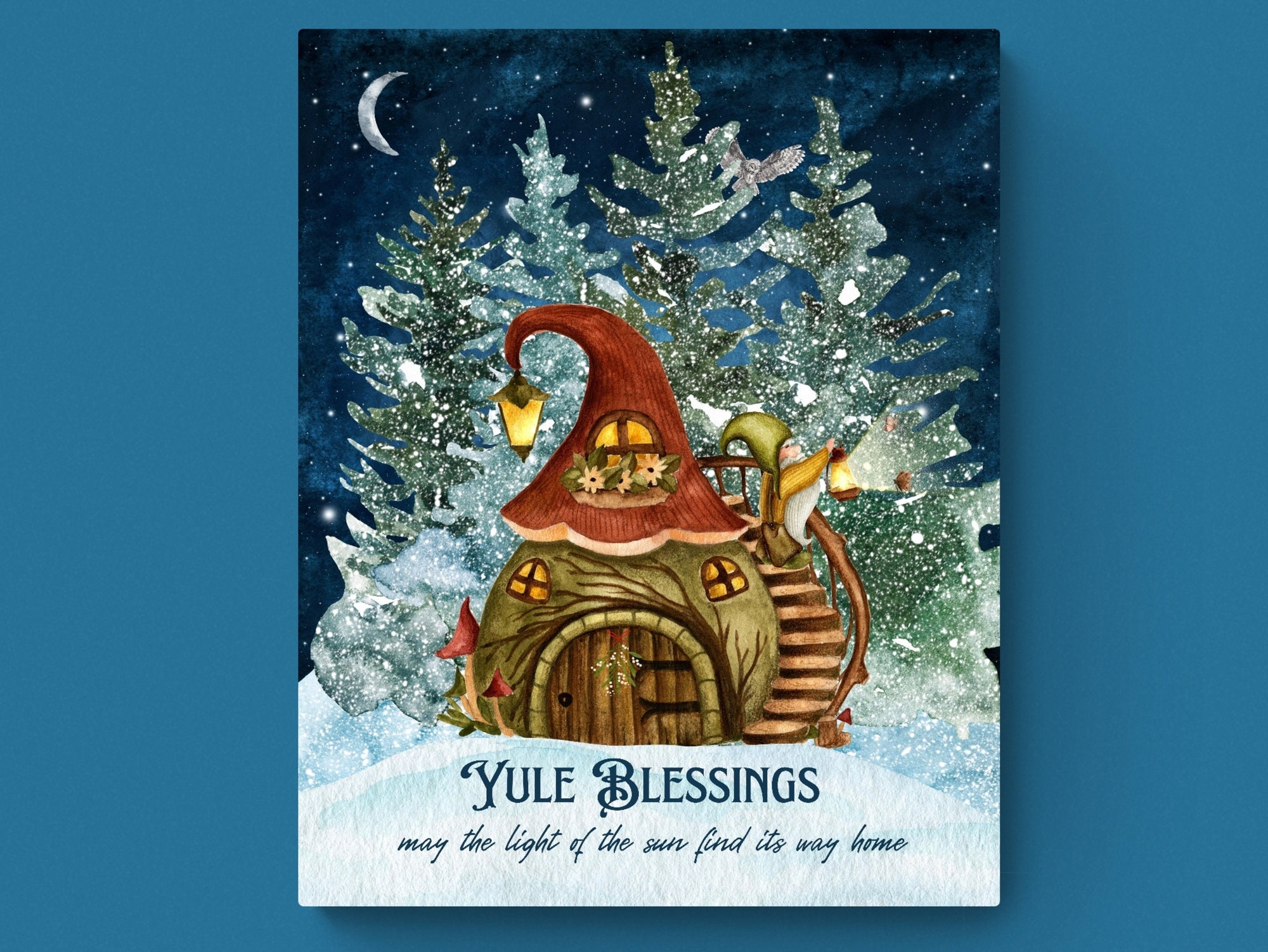 4 Sizes yule Blessing Print Or Card pagan Holiday Decor 