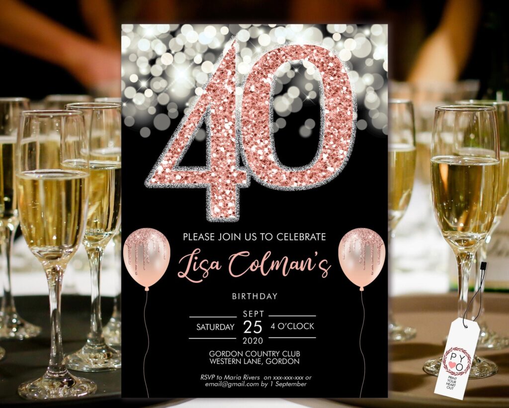 40th Birthday Invitation Templates