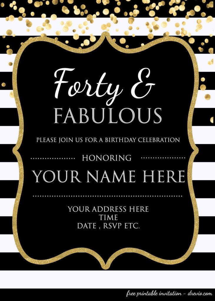 40th Birthday Party Invites Free Templates Free Printable Download