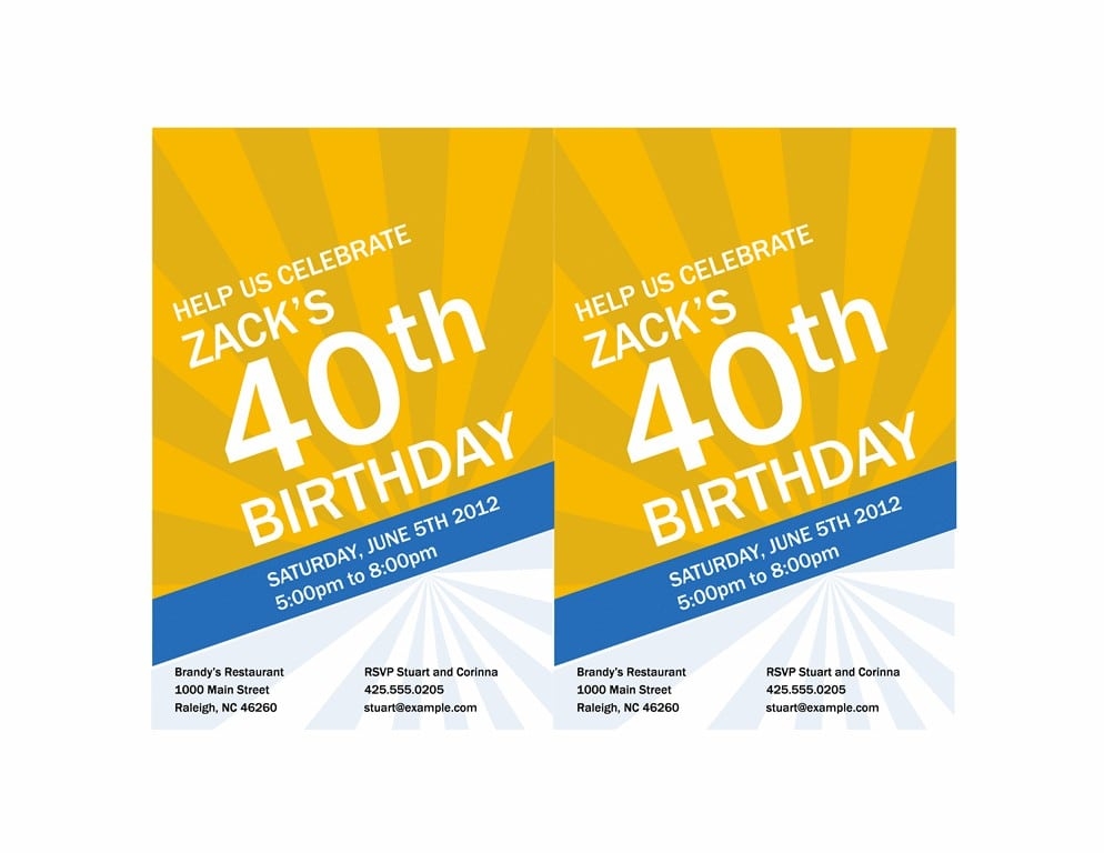40th Birthday Party Invites Free Templates