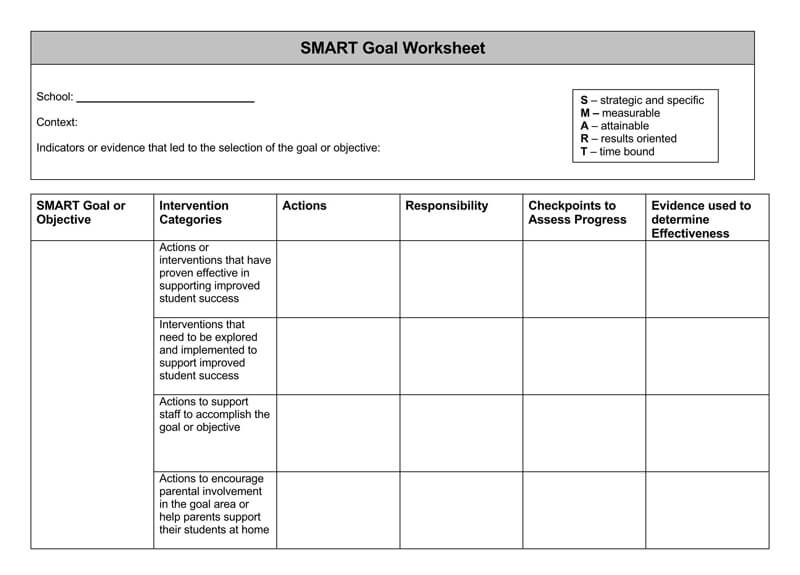 45 Free SMART Goals Worksheets Templates Excel Word 
