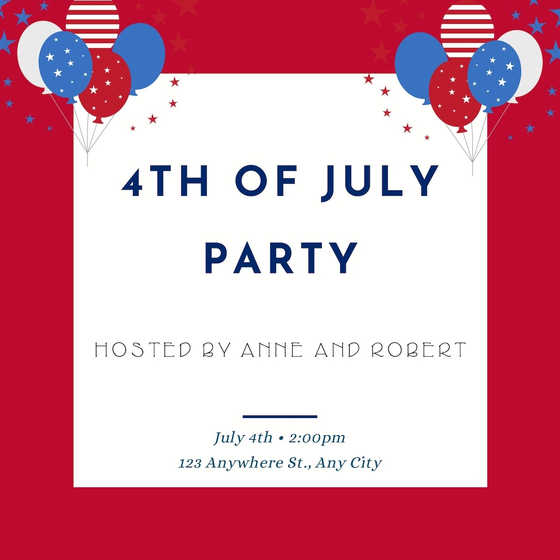 4th Of July Party Invitation Template Digital Template Canva 