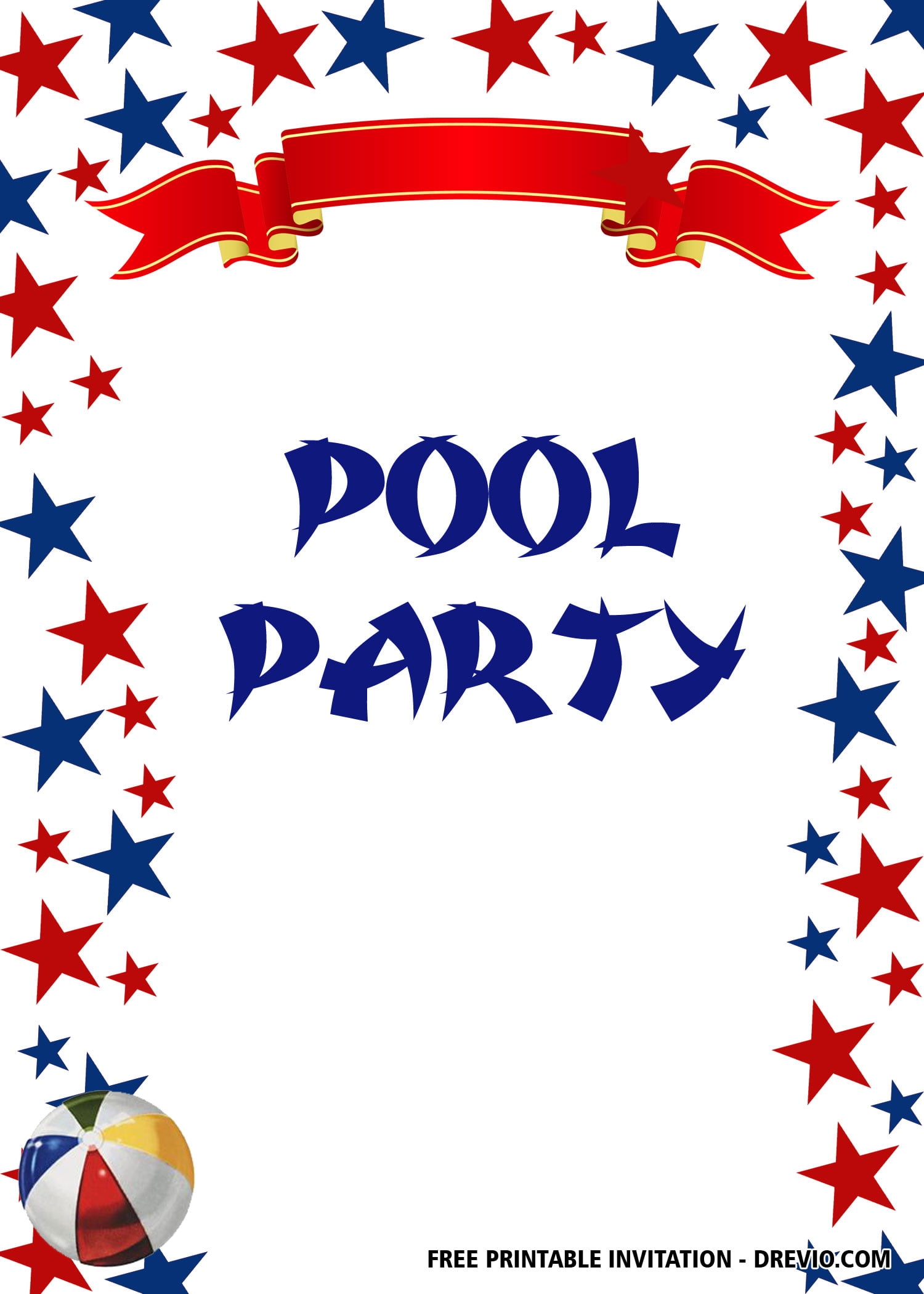 4th of July Pool Party Invitations 5 Download Hundreds FREE PRINTABLE
