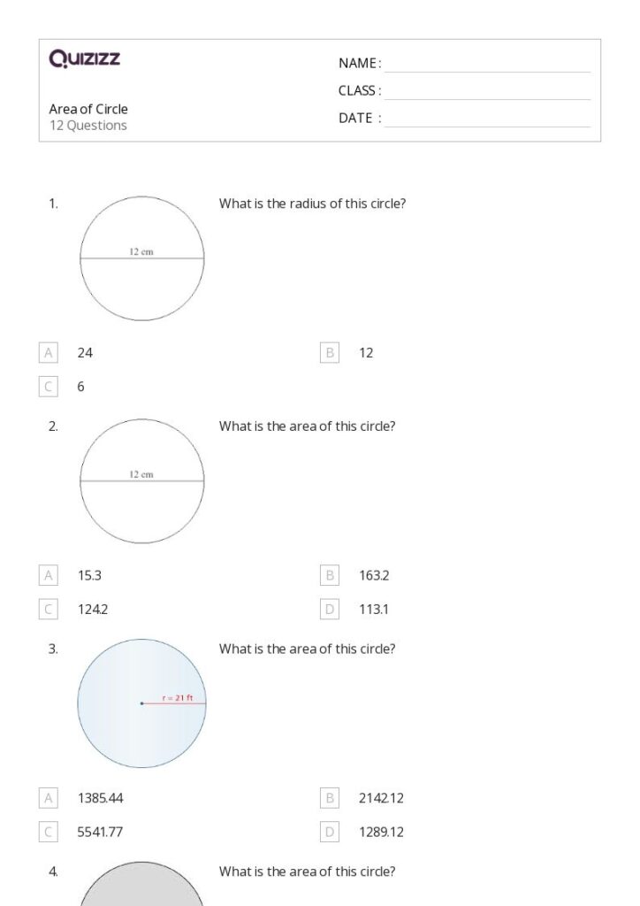 50 Area And Circumference Of A Circle Worksheets For 3rd Class On
