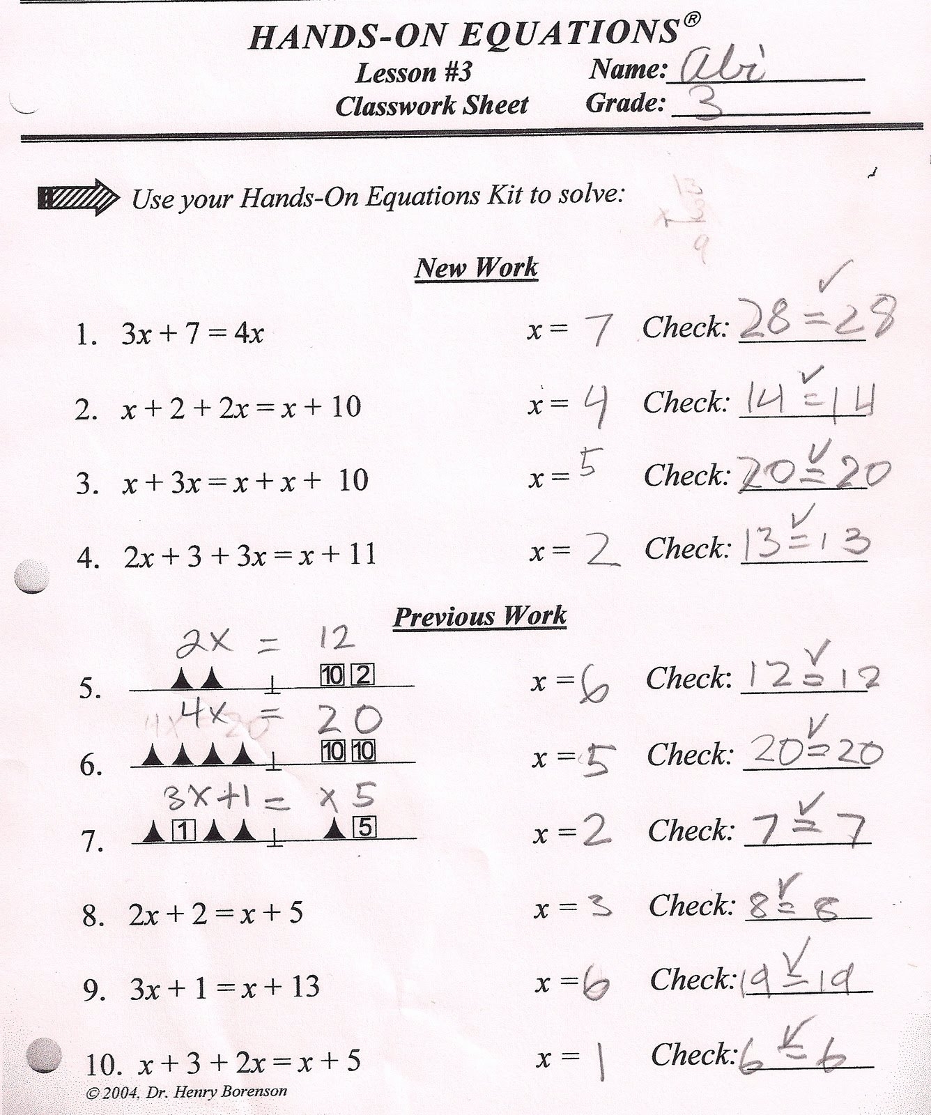 50 Hands On Equations Worksheet