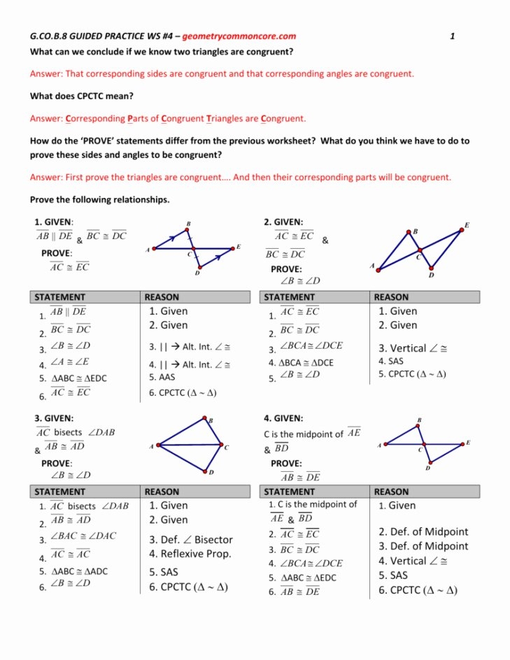 50 Triangle Congruence Proofs Worksheet