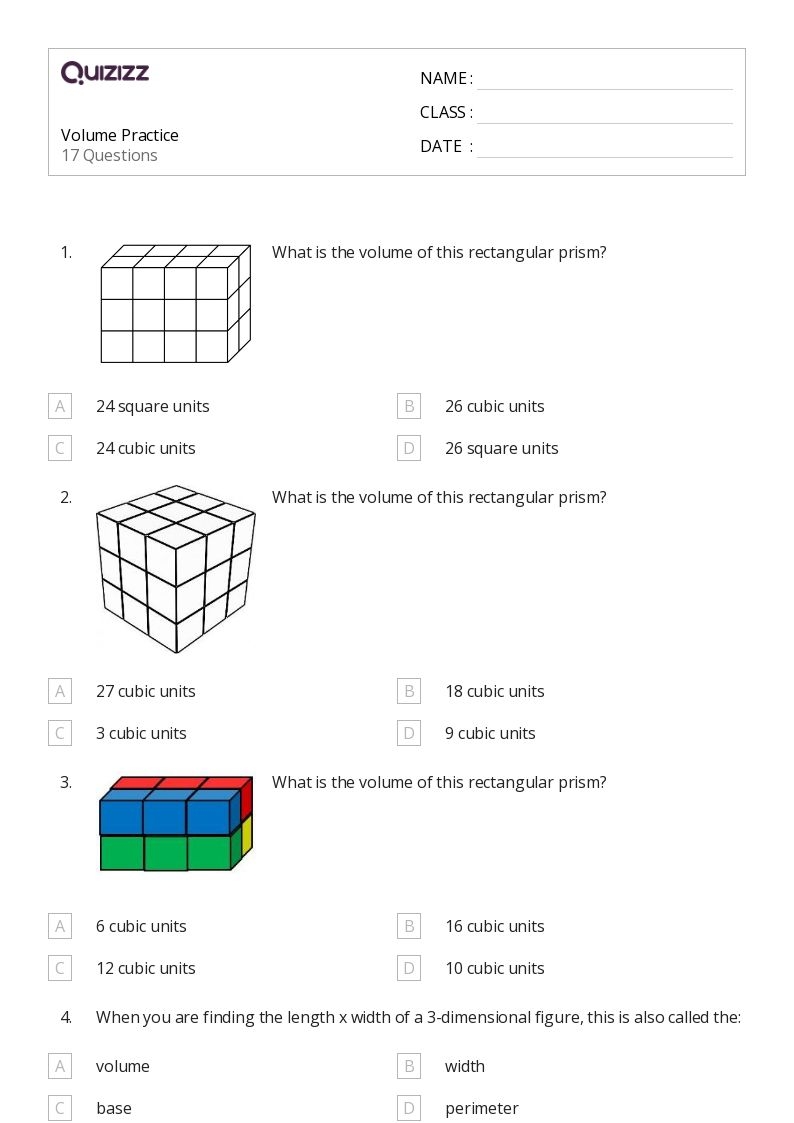 volume practice worksheet