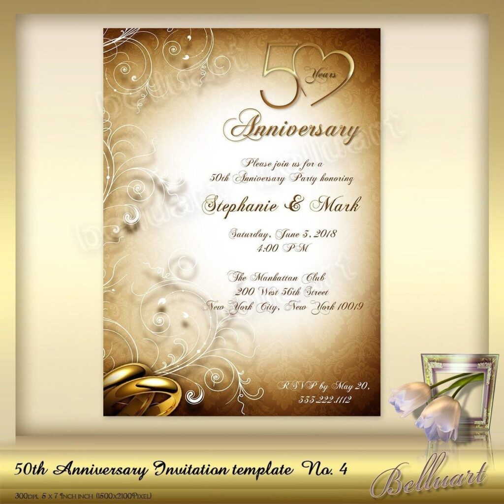 50Th Anniversary Party Invitation Templates Printable Word Searches