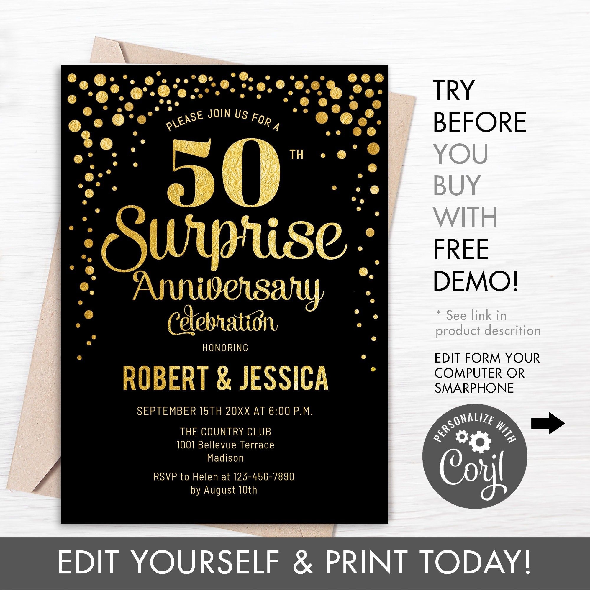 50Th Anniversary Party Invitations Templates