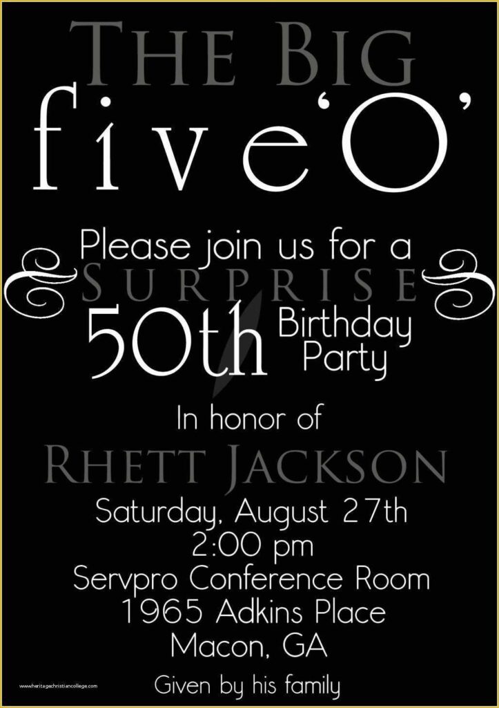 50th Birthday Invitation Templates Word Free Of Download For For