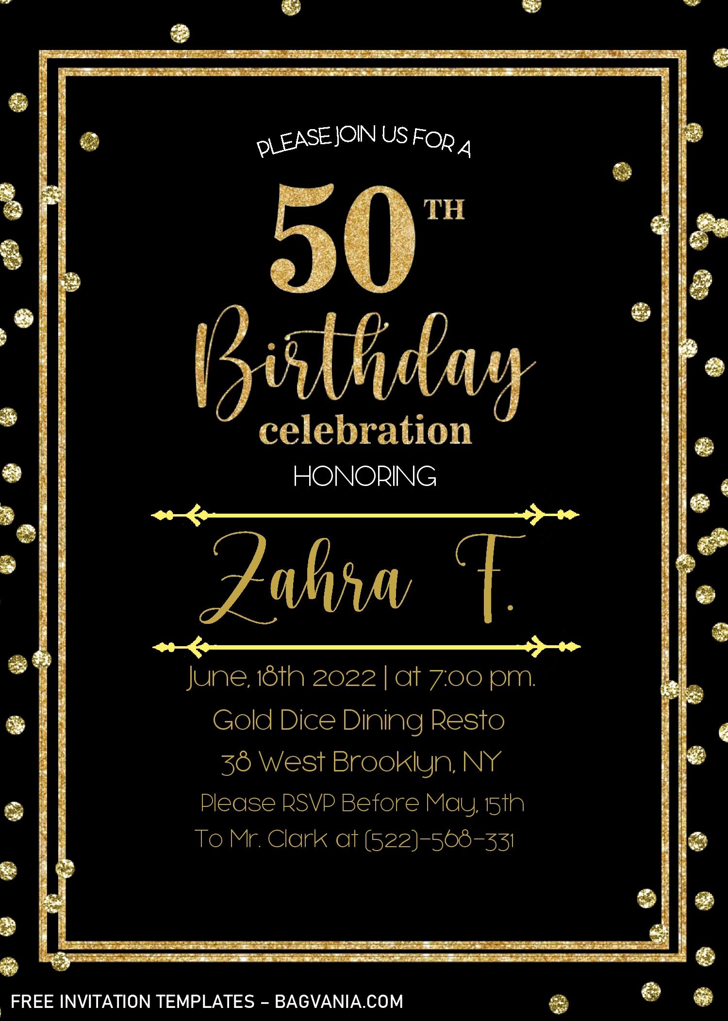 50Th Party Invites Templates