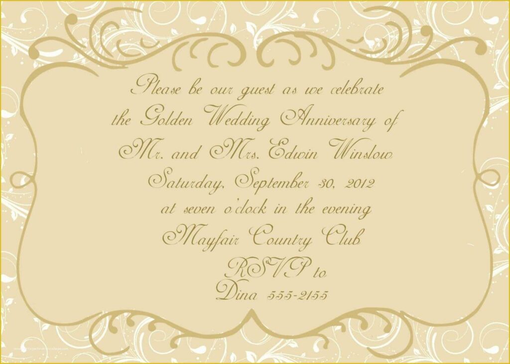50th Wedding Anniversary Invitations Templates Free Download Of