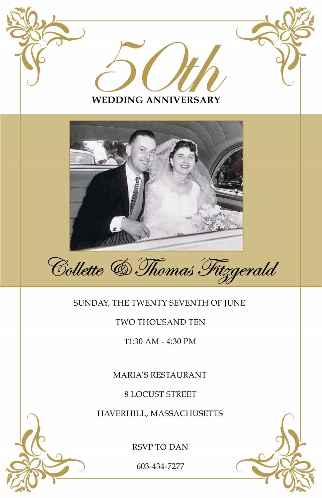 50Th Wedding Anniversary Invitations Templates