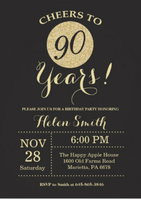 6 90th Birthday Invitations Designs Templates DOC PSD AI 