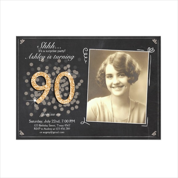 6 90th Birthday Invitations Designs Templates DOC PSD AI 