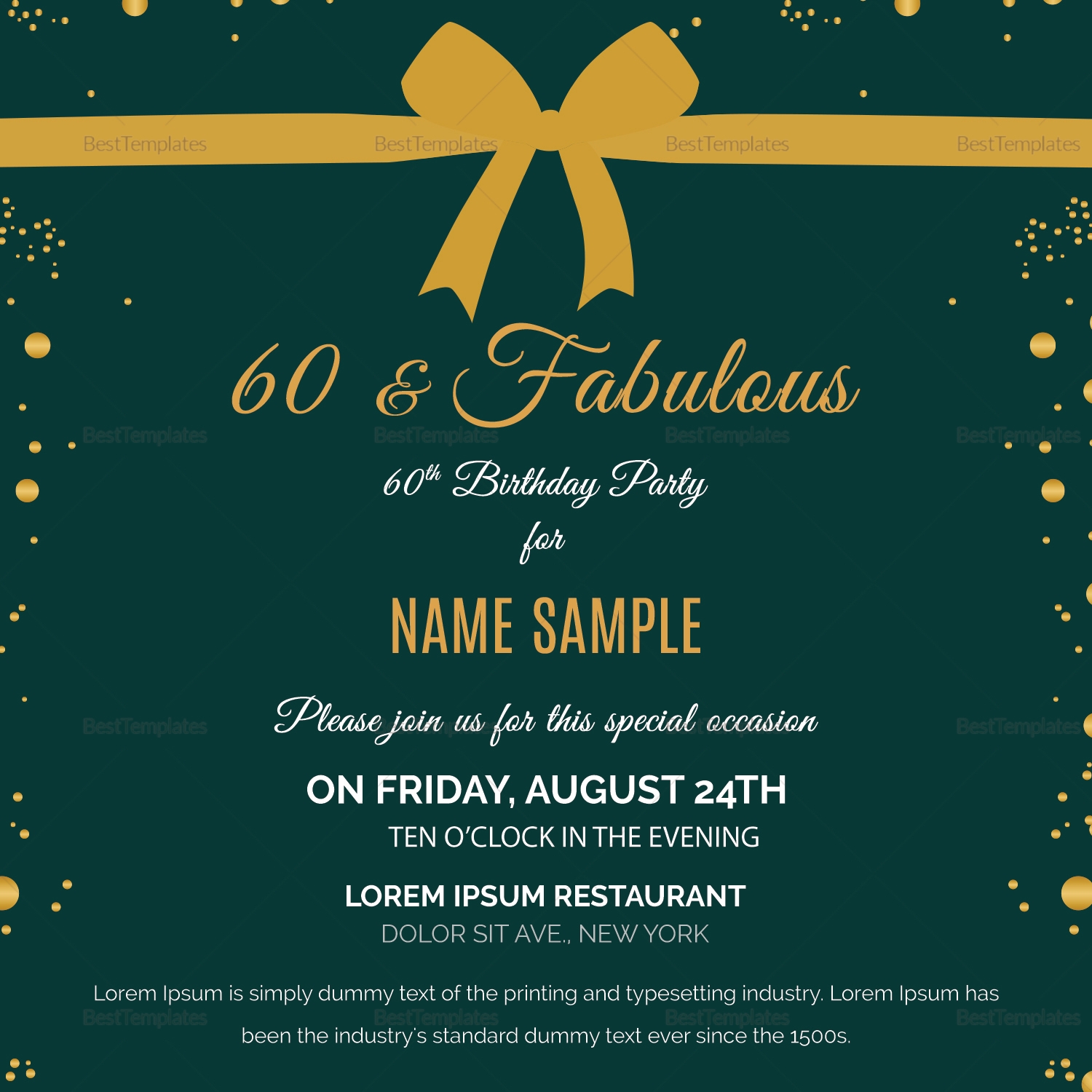 60th birthday invite template
