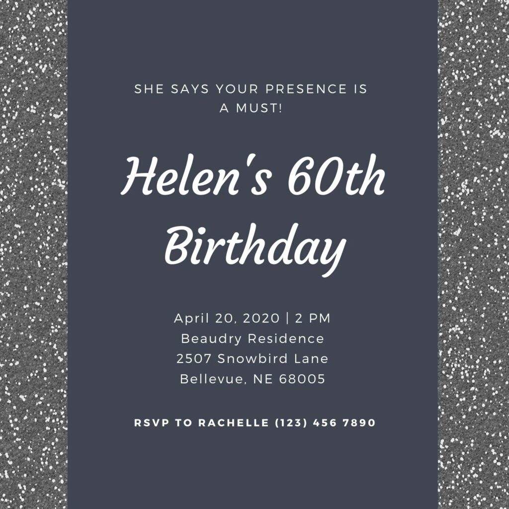 60Th Birthday Invite Template Social Media Template