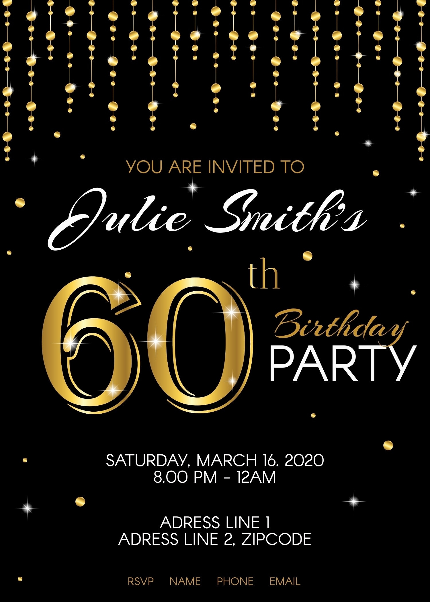 60Th Birthday Invite Template