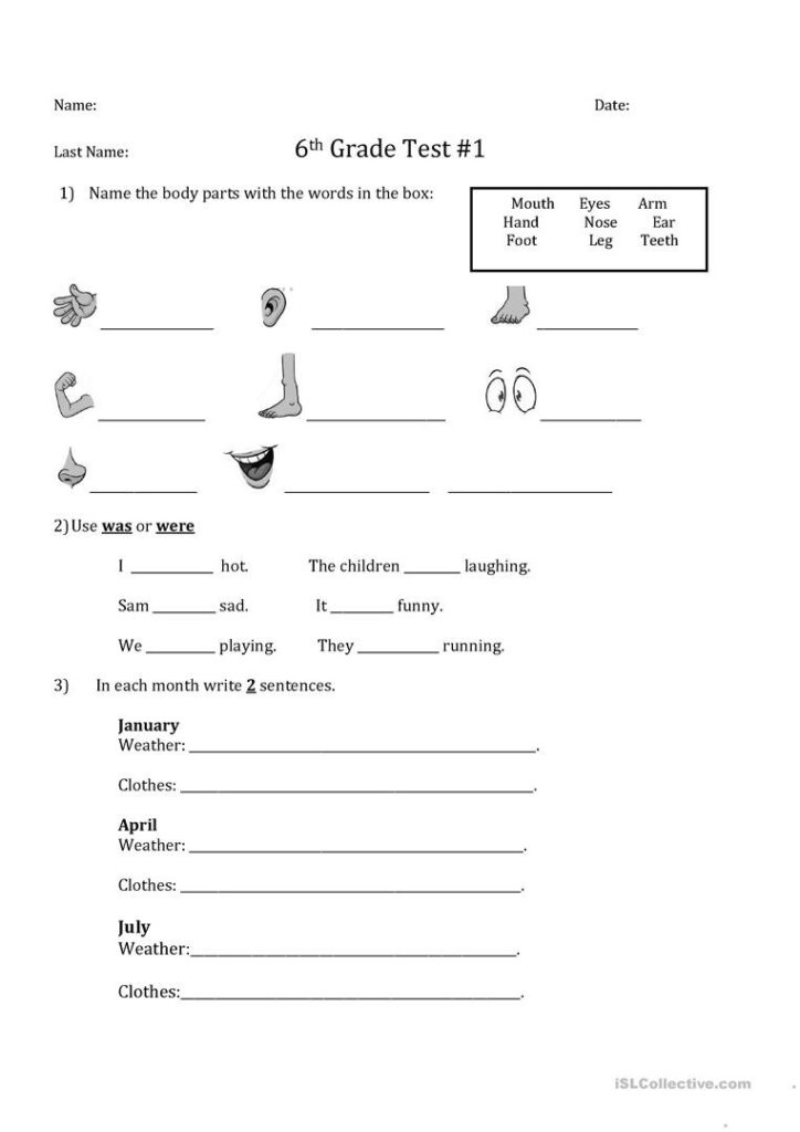 6th Grade English Worksheets Printable Language Worksheets