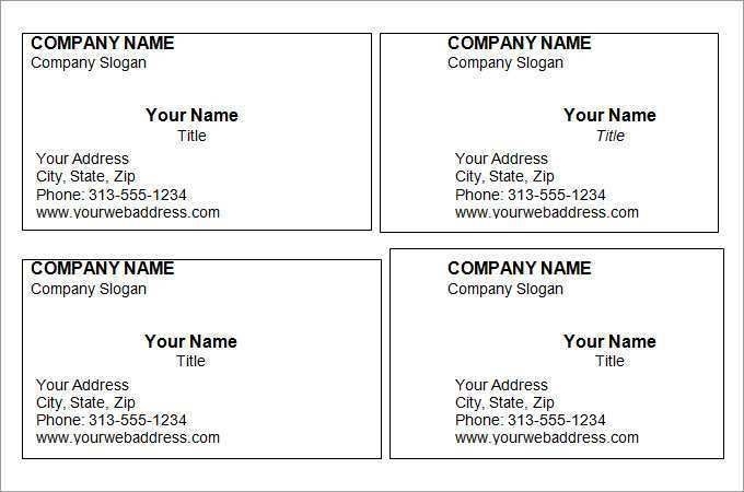71 Free Printable Blank Business Card Template Microsoft Inside Plain