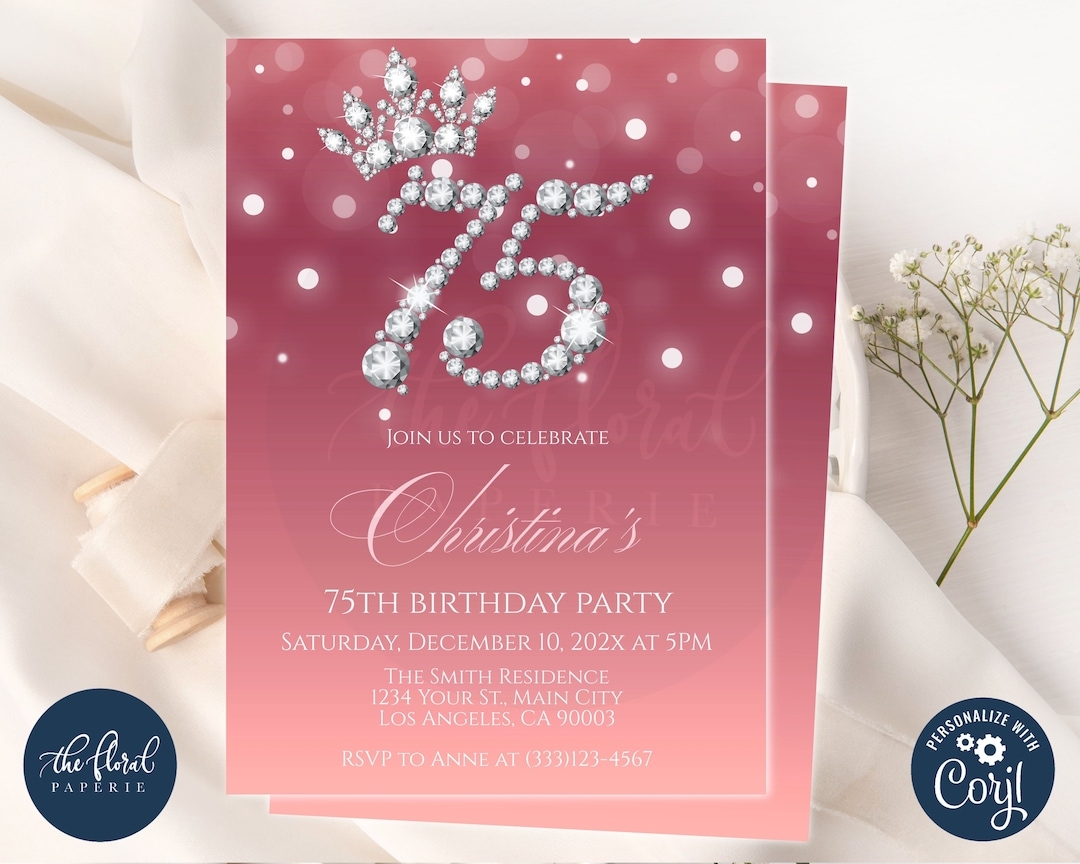 75th birthday invitation template