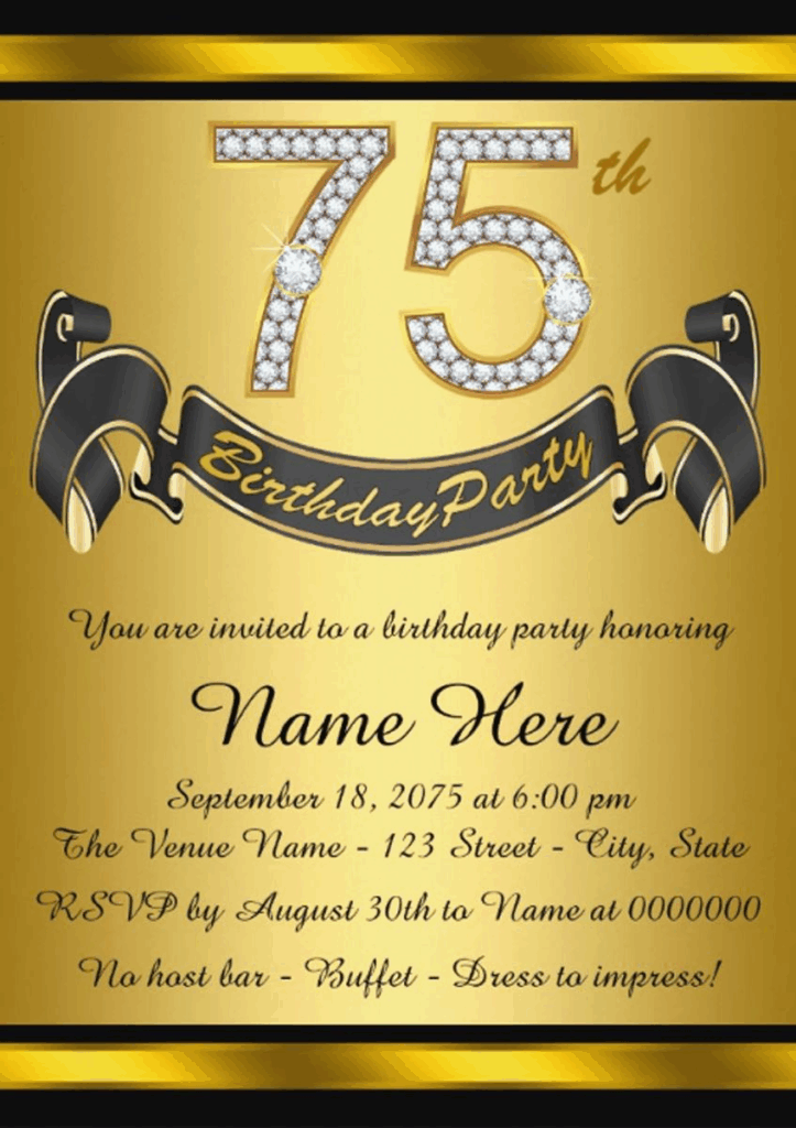 75Th Birthday Invitation Template Printable Word Searches