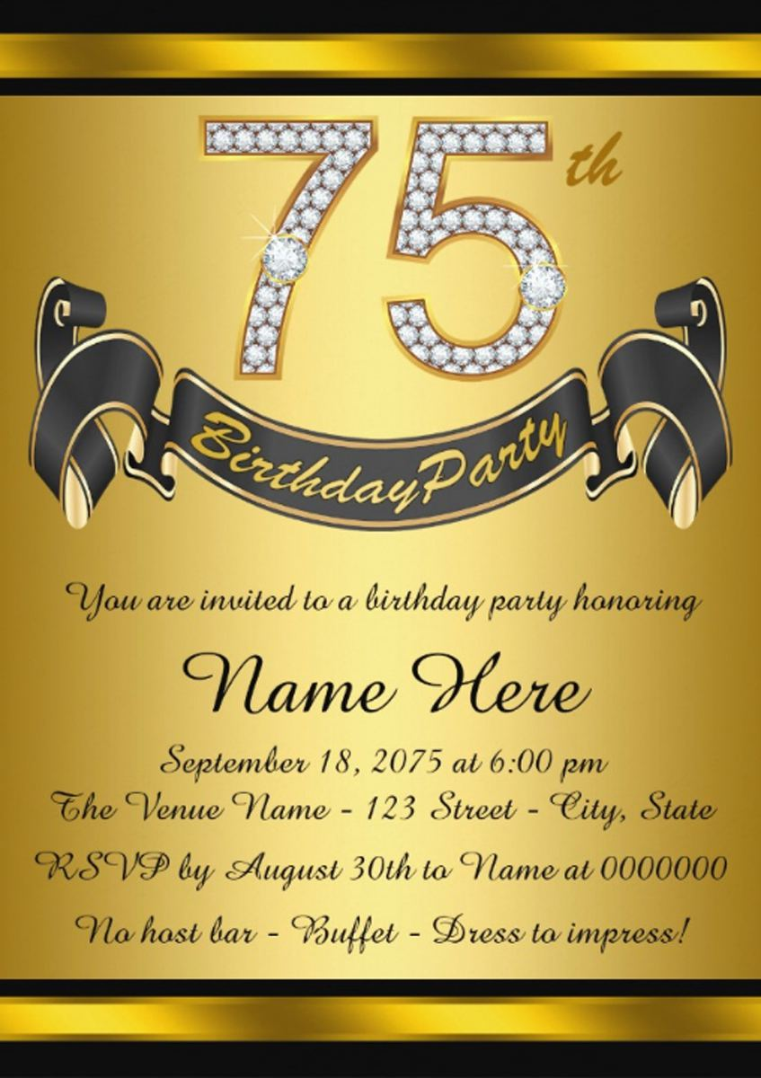 75Th Birthday Invitation Template Printable Word Searches