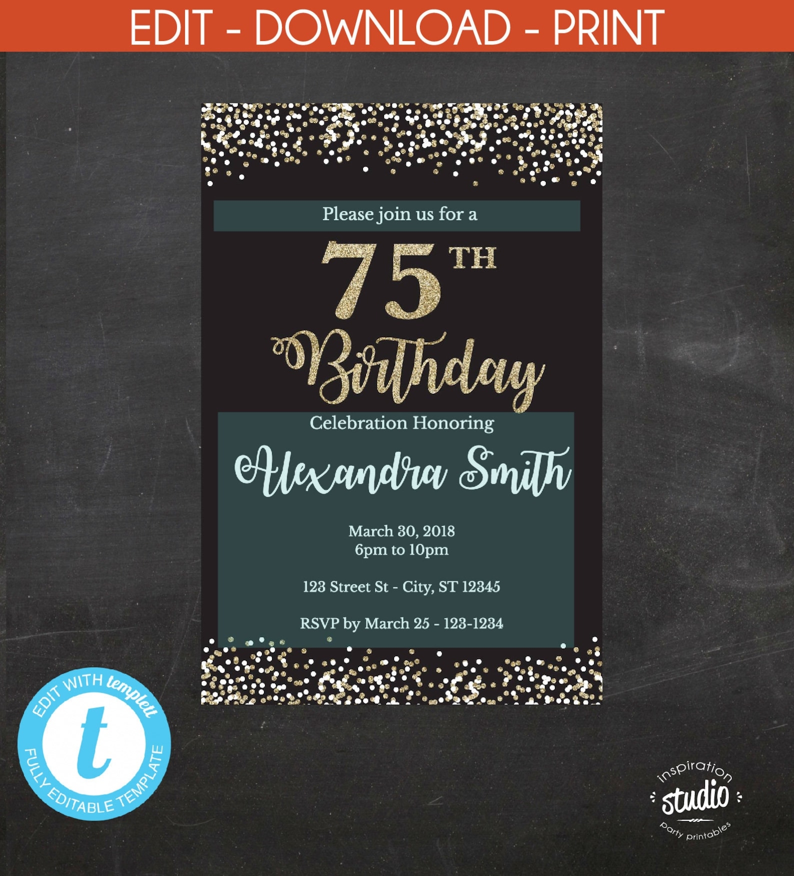 75Th Birthday Invitation Templates