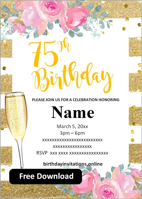 75Th Birthday Invitation Templates Printable Word Searches