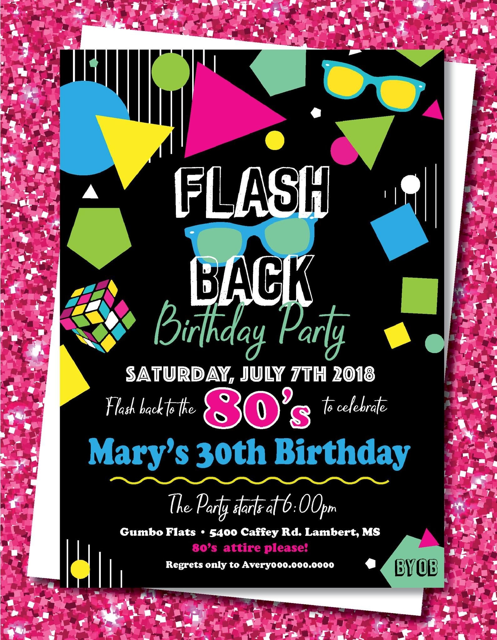 80S Invitation Template