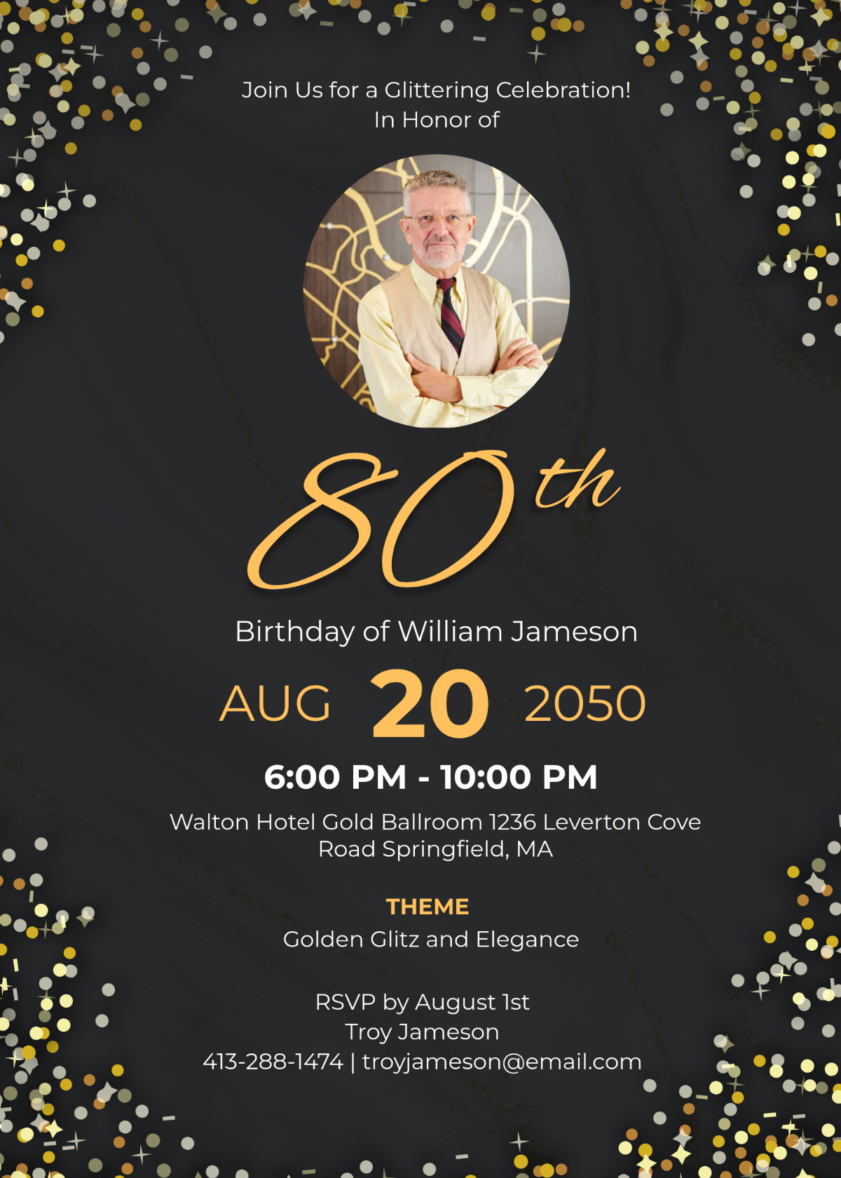 80th Birthday Invitation Templates Edit Online Download Template