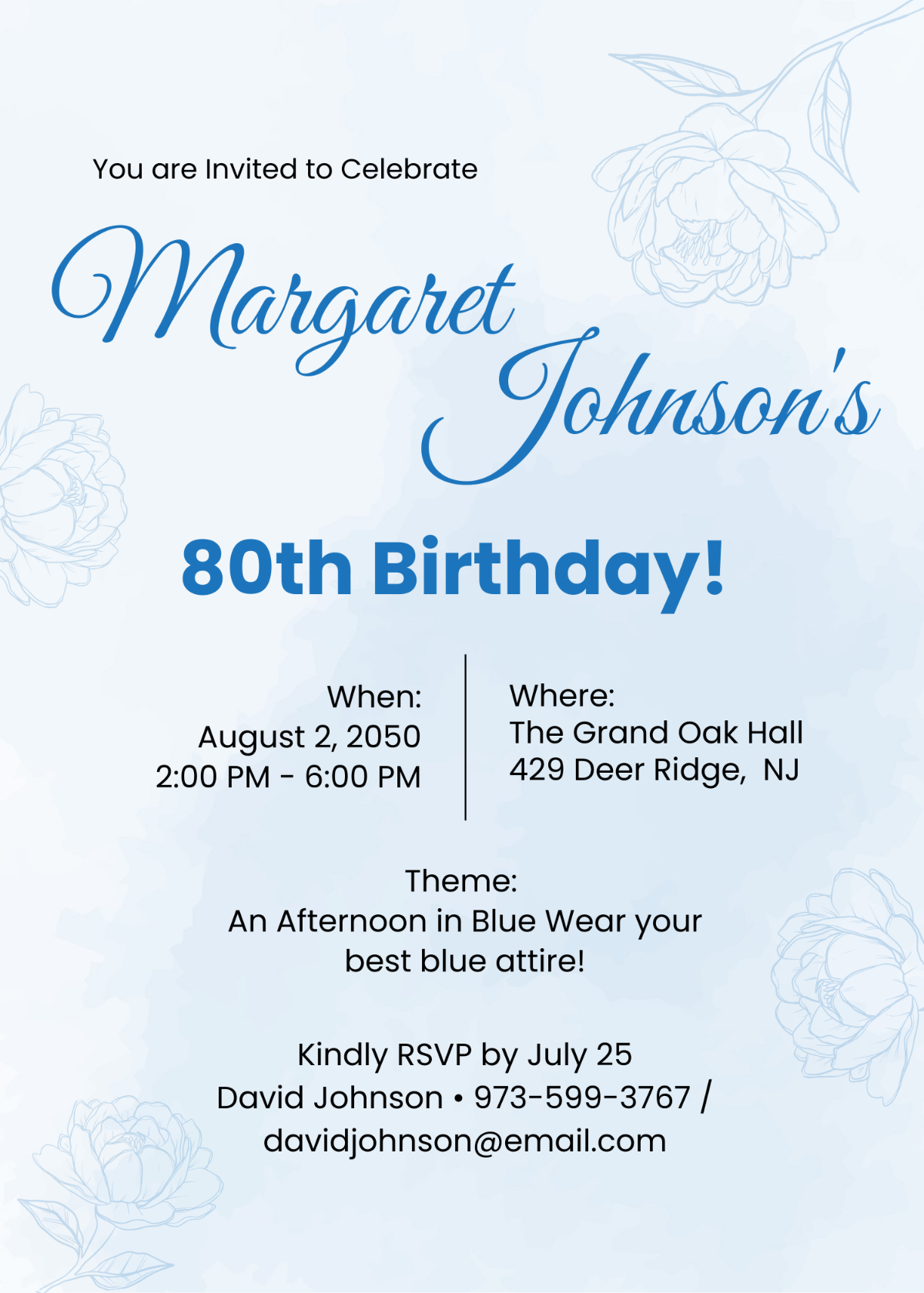 80th Birthday Invitation Templates Edit Online Download Template