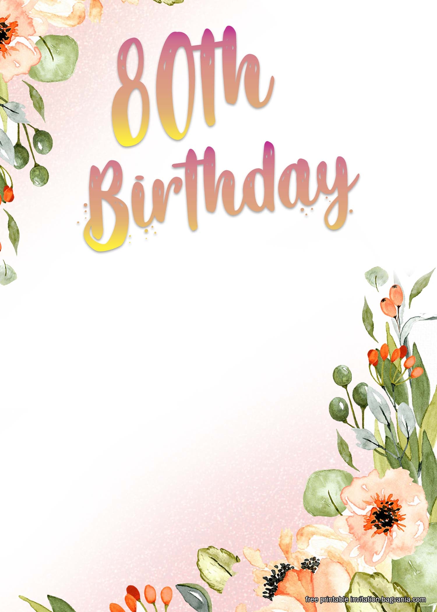 80th birthday invite templates free