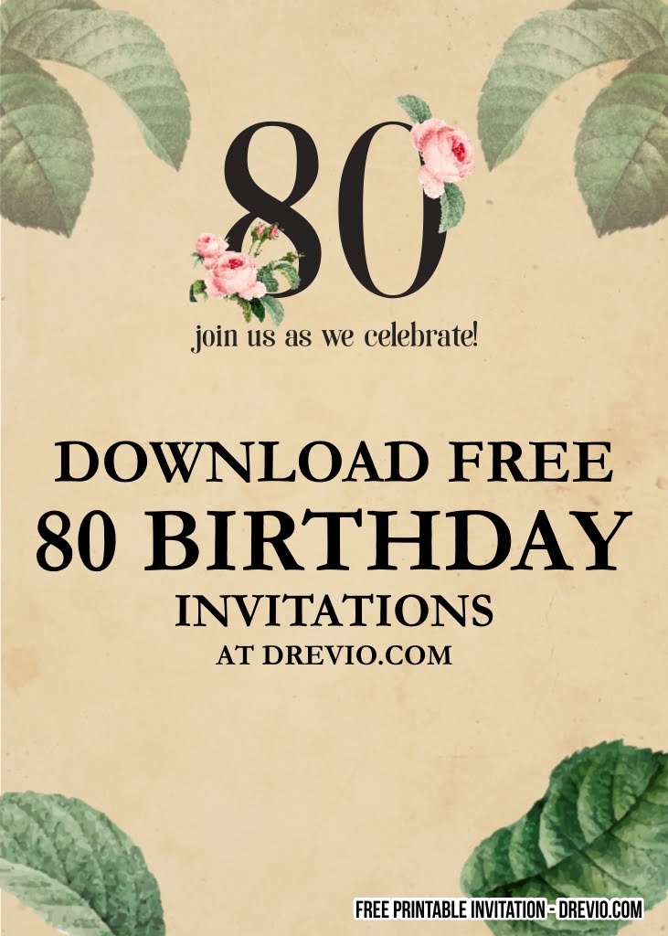 80Th Birthday Invitations Templates Free