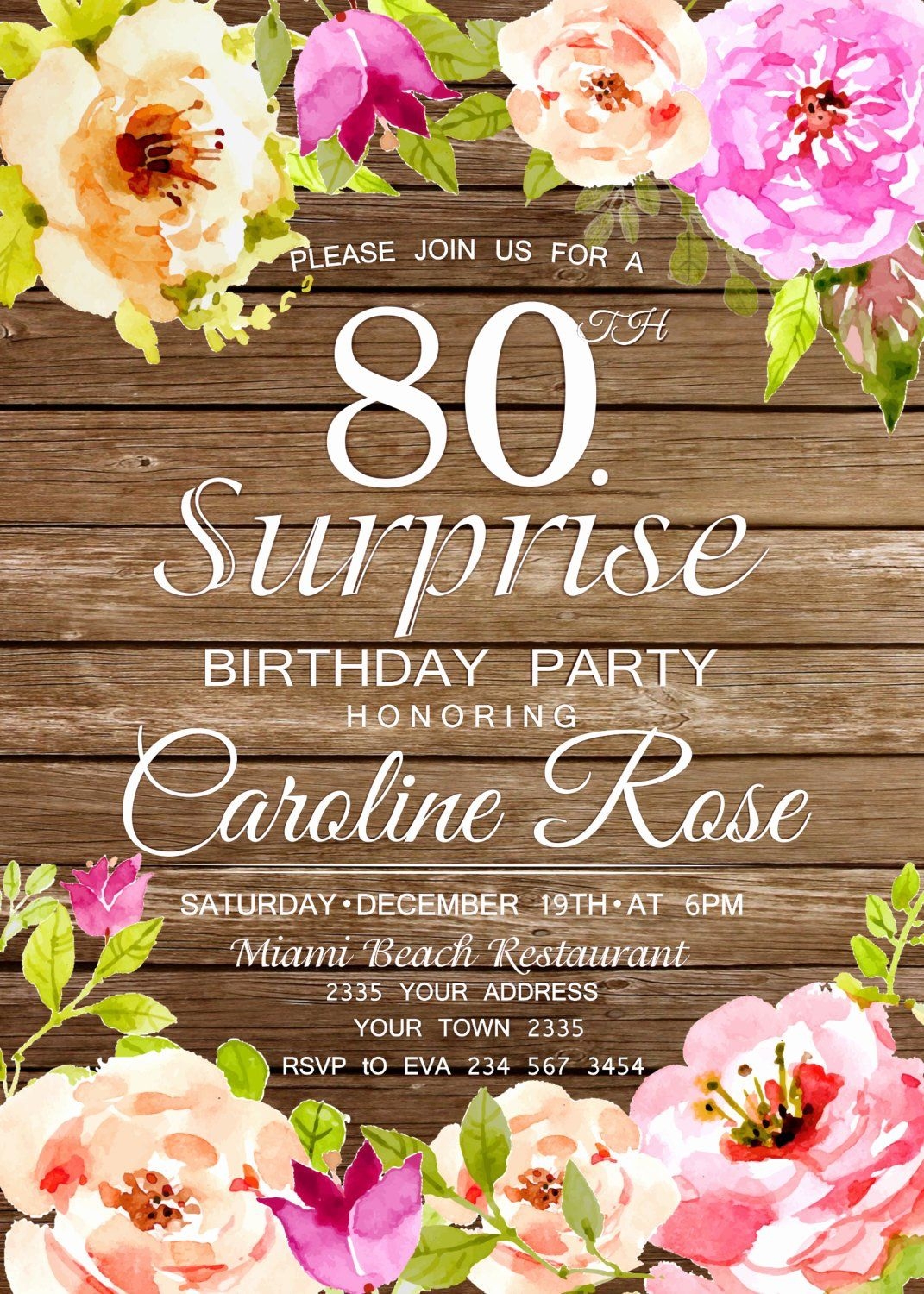 80th birthday invitations templates free