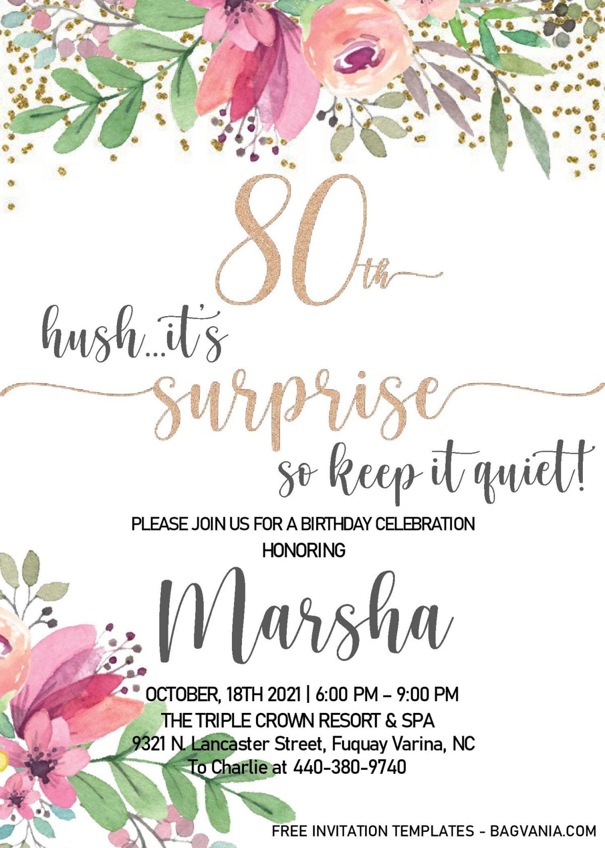 80Th Birthday Invite Templates Free