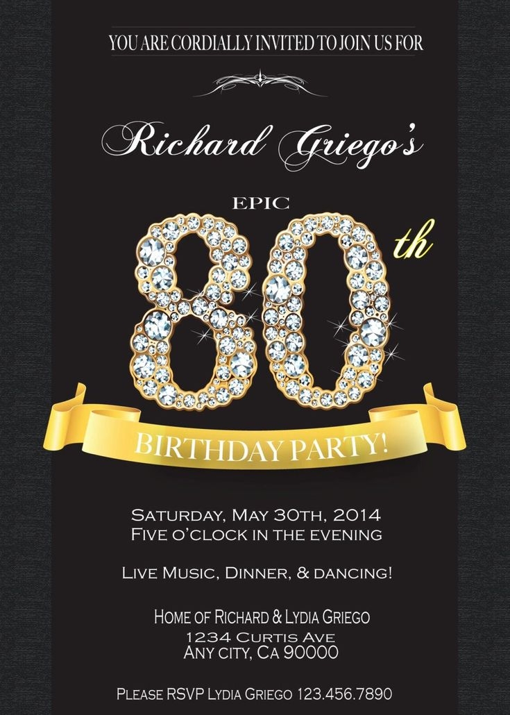 80Th Birthday Invite Templates Free