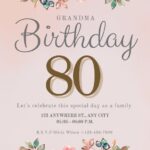 80Th Birthday Invites Templates Free Social Media Template