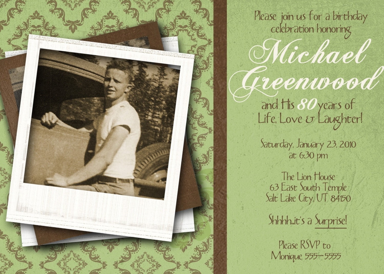 80th Birthday Party Invitation Template Free Download