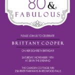 80th Birthday Party Invitations Templates FREE Invitation Templates