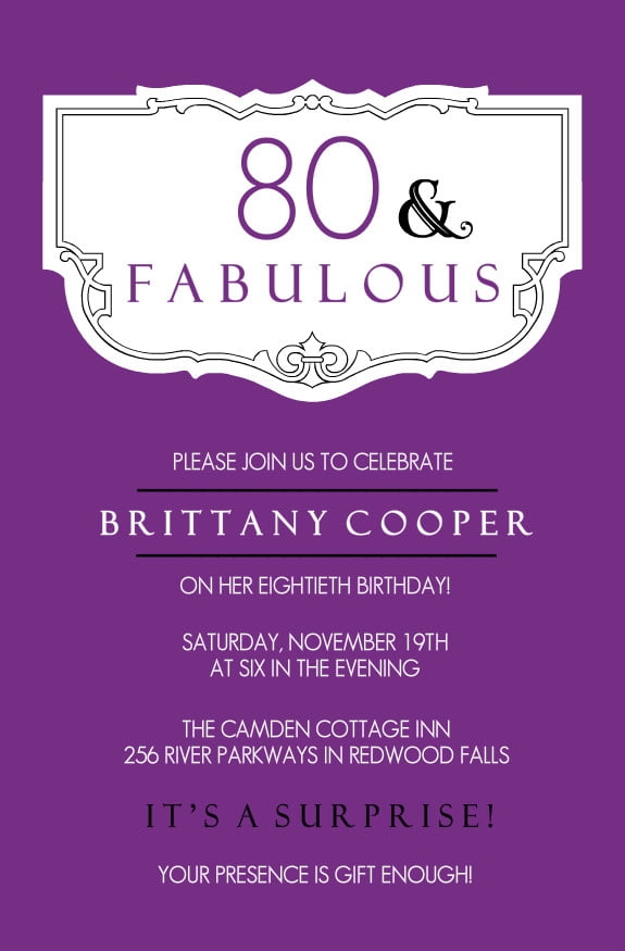 80th Birthday Party Invitations Templates FREE Invitation Templates
