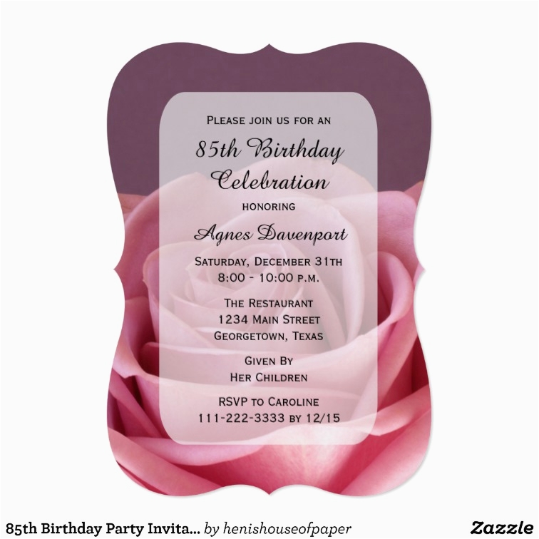 85th Birthday Invitation Template BirthdayBuzz