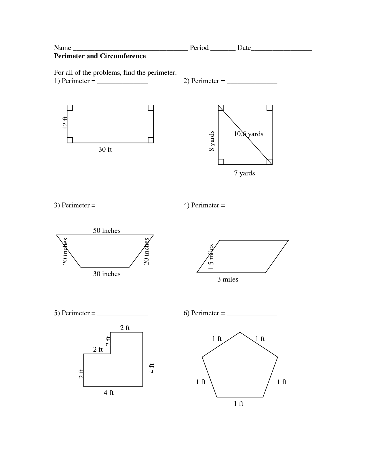 area circumference circle worksheet